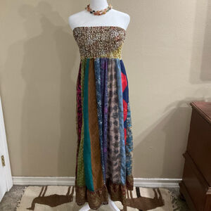 Earthbound Trading Co Boho Hippie Fairy patchwork Womens Large maxi dress